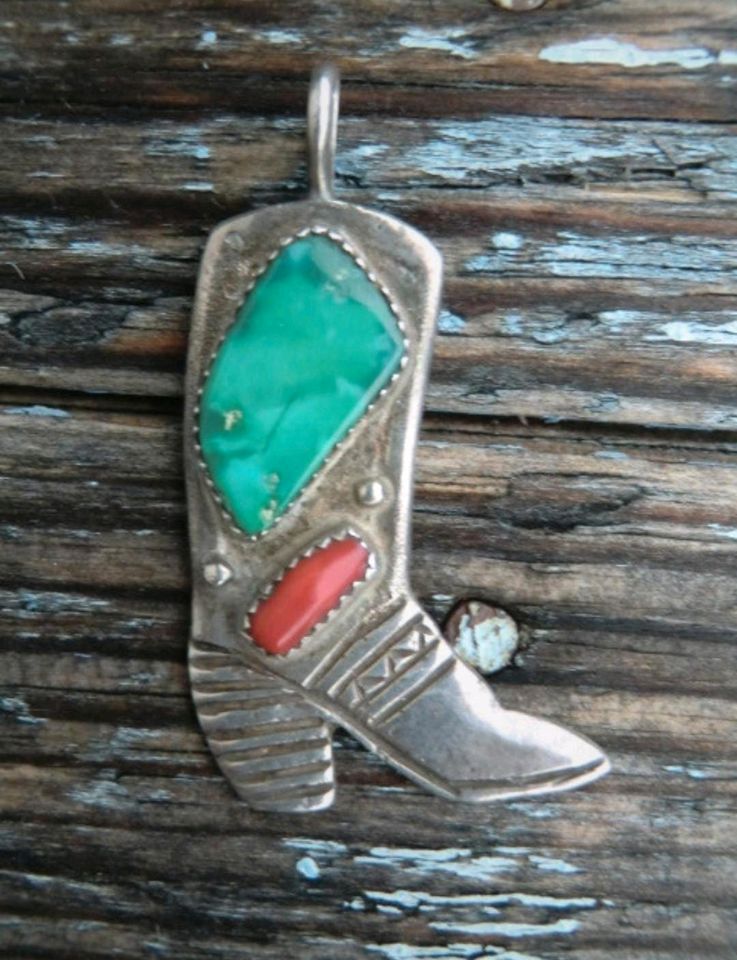 925 Silber Kleinanzeigen Kleinanzeigen Groß-Gerau in ist Vintage Hessen - USA Sterling | Türkis Anhänger eBay jetzt Cowboystiefel