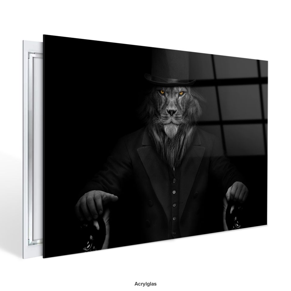 Boss Löwe - Lion Premium Wandbild, Acrylglas Poster Leinwand Deko in Stuttgart