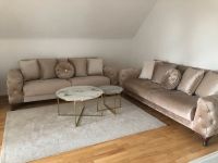 Couch Samt Beige 2x 3-Sitzer + Sessel mit Bettfunktion&Bettkasten Hessen - Hanau Vorschau