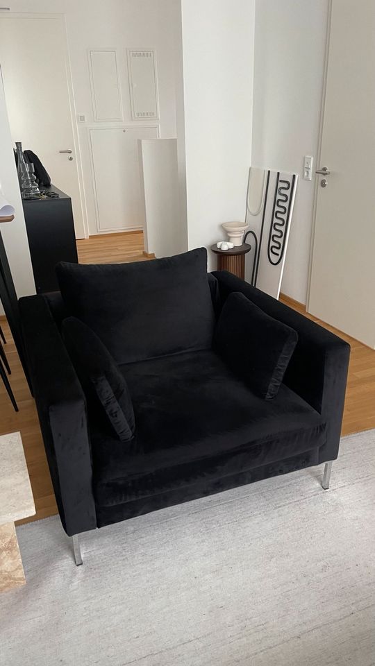 Schwarz Sofa 3 Sitzer und Sessel in Mühlheim am Main