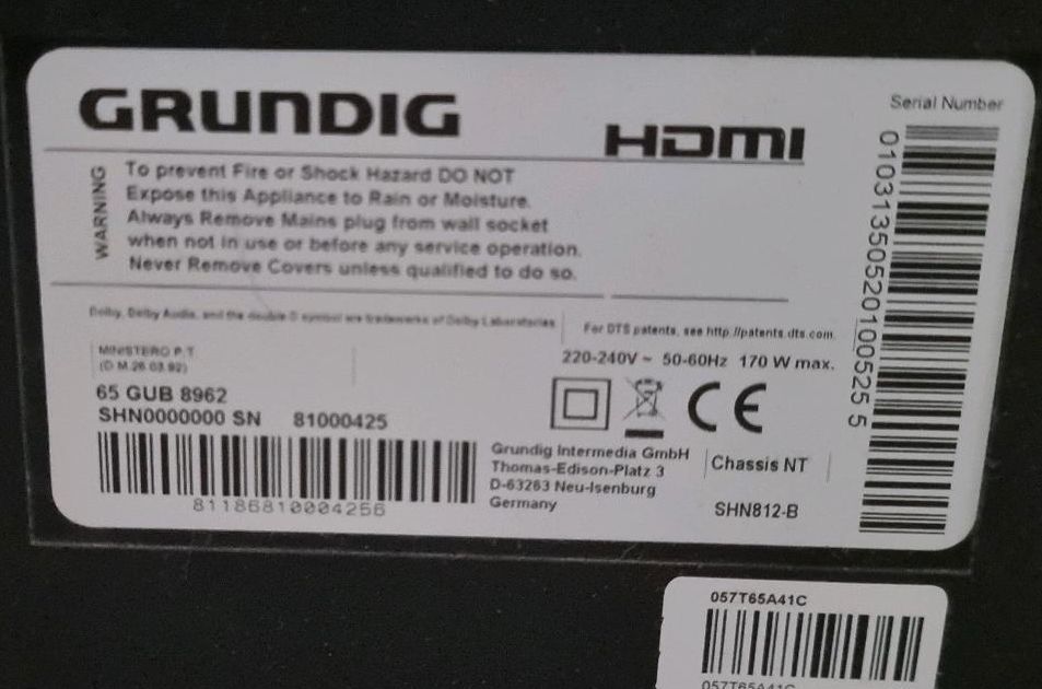 Verschenke Grundig TV 65" // 65GUB8962 in Uslar