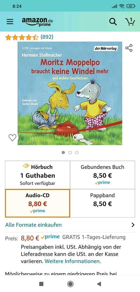 Moritz Moppelpo braucht keine Windeln mehr u.a. Hörbuch in Neubrandenburg