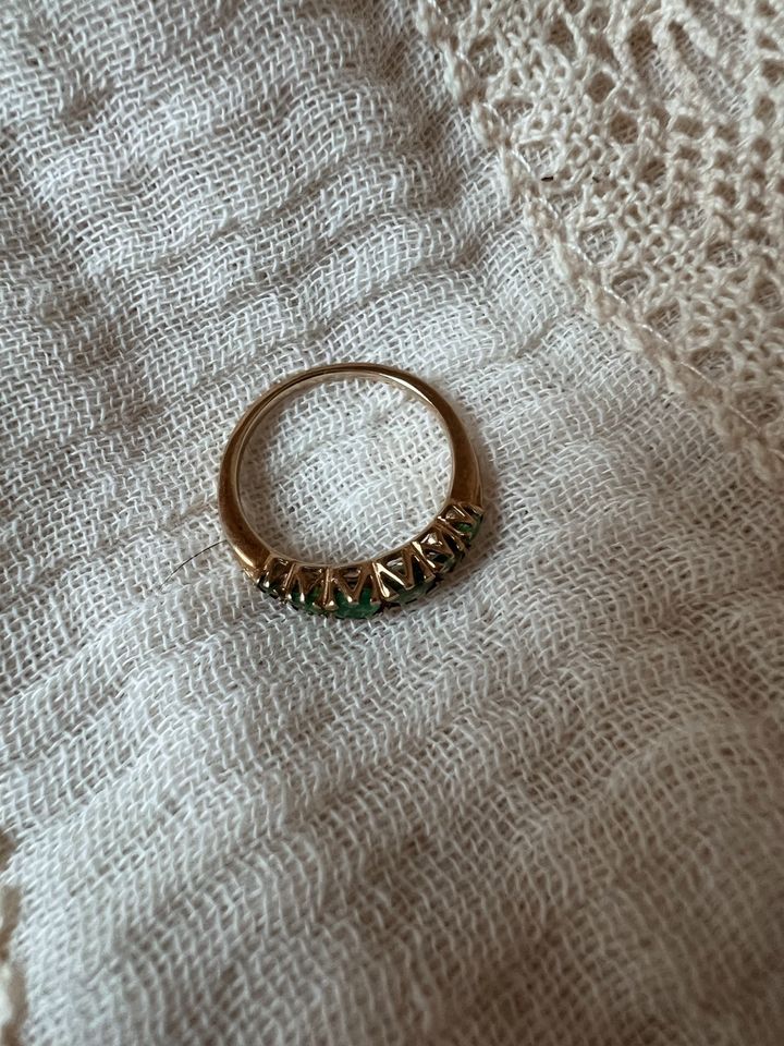 Anna + Nina Ring 14,5 Gold Echtgold 14k Karat Emerald Steine in Ueckermuende