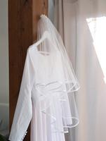 Kurzer voluminöser weißer Schleier Braut Hochzeit doppellagig Rheinland-Pfalz - Birkenheide Vorschau