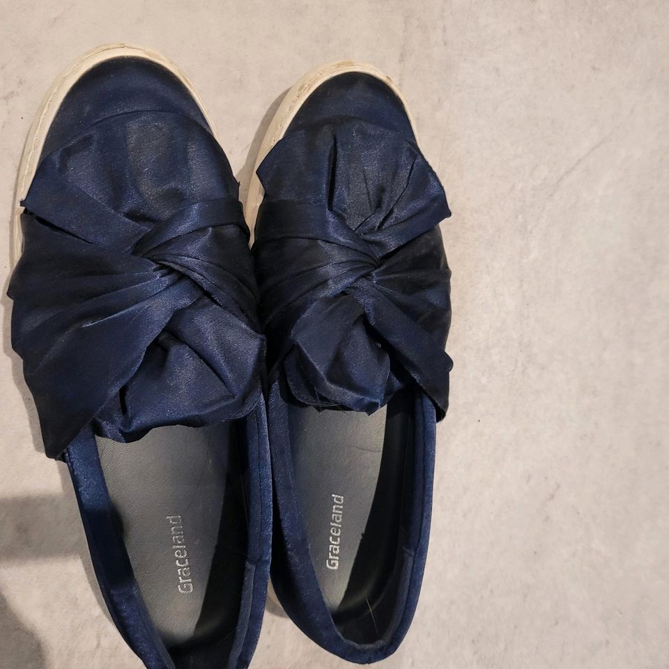 Schuhe Damen Damenschuhe 38 blau Stoff satin in Saarbrücken