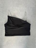 Asymmetrisches Party Crop Top Glitzerträger Strass Rave y2k Schwachhausen - Gete Vorschau