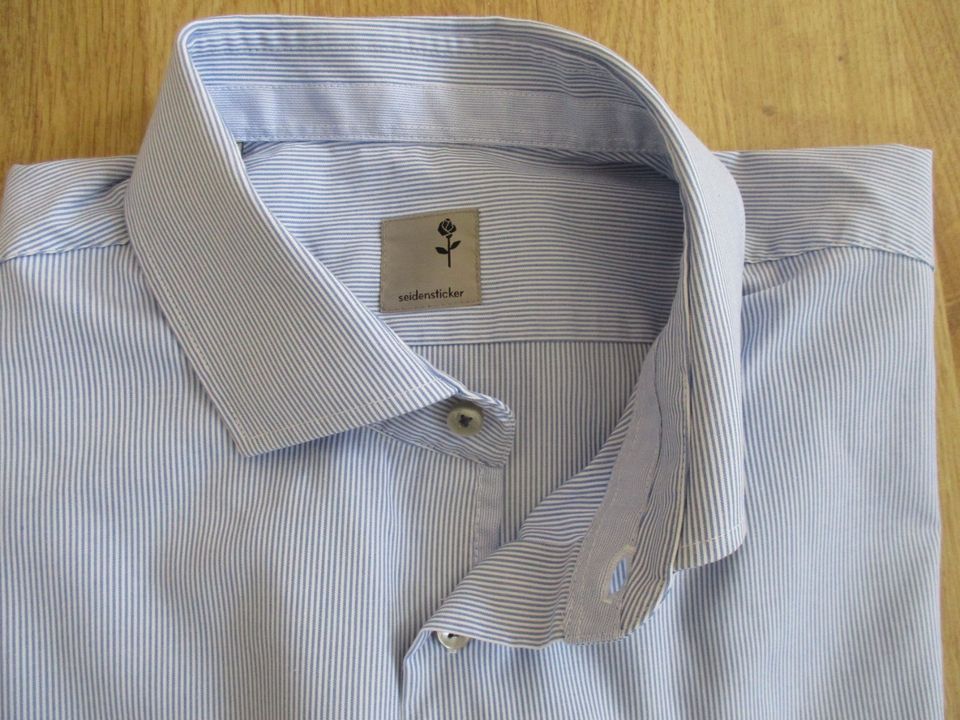 Seidensticker Hemd für Herren Gr. 44 / 17 1/2 blau weiß gestreift in Ingolstadt