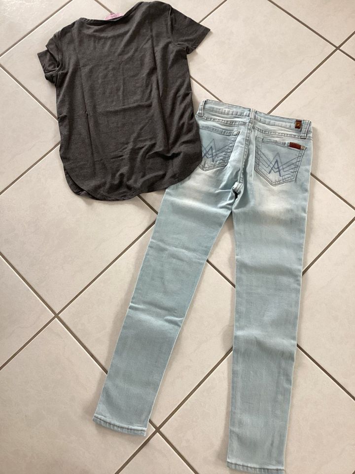 7 for all Mankind Jeans + Zara Shirt + T-shirt grau Gr.140/146 in Großrinderfeld