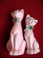 Katze - rosa Kätzchen mit Kater - Figur - Porzellan - 12x4x5 14x6 Berlin - Hellersdorf Vorschau