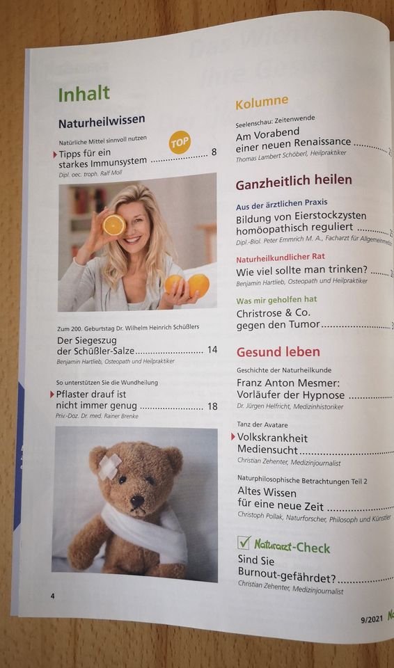 Naturarzt-Zeitschrift, 09. 2021,Eierstockzysten,Immunsystem,Burn. in Lemgo