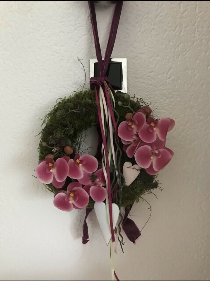 Türkranz 30 cm mit Seidenblumen Orchideen Herz neu in Kamp-Lintfort