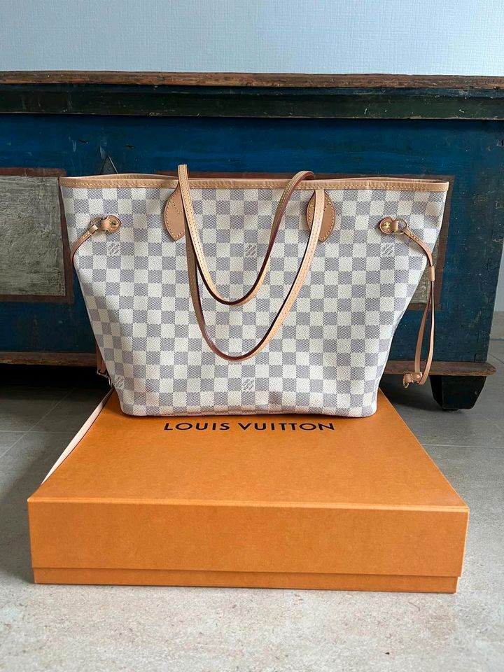 Louis Vuitton Neverfull MM Monogram Azur Fullset mit Rechnung in Aschaffenburg