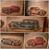 5x Oldtimer Autos Bilder auf Hartpappe Berlin - Tempelhof Vorschau