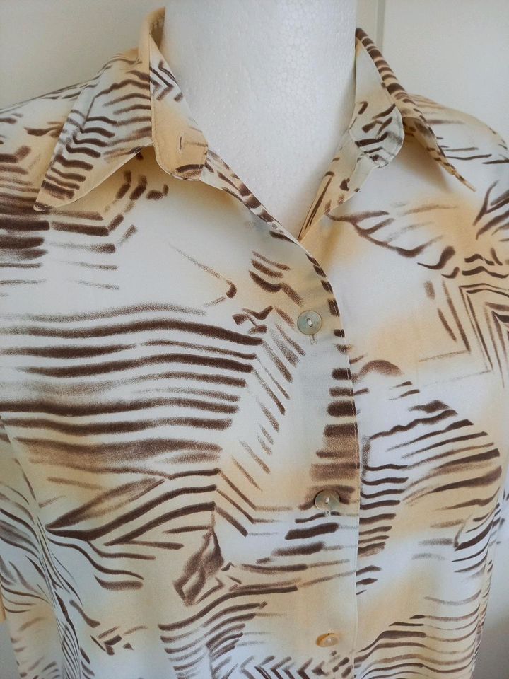 Bluse, Sommer, kurzarm, Viscose, Gr. 50, creme, braun, in Schwalmtal