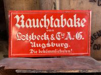 Blechschild Augsburg Kautabak Reklame kein Emailschild Lotzbeck Brandenburg - Peitz Vorschau