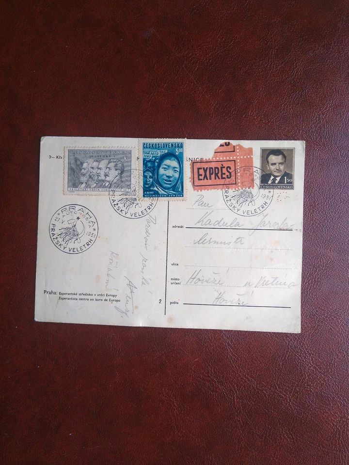 !! TSCHECHOSLOWAKEI 1951 Express Postkarte in Berlin
