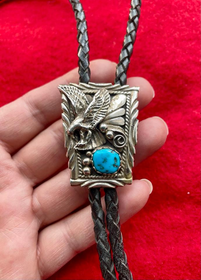 Bolo Tie Krawatten Halskette 925 Silber Biker Indianer Türkis in Ulm