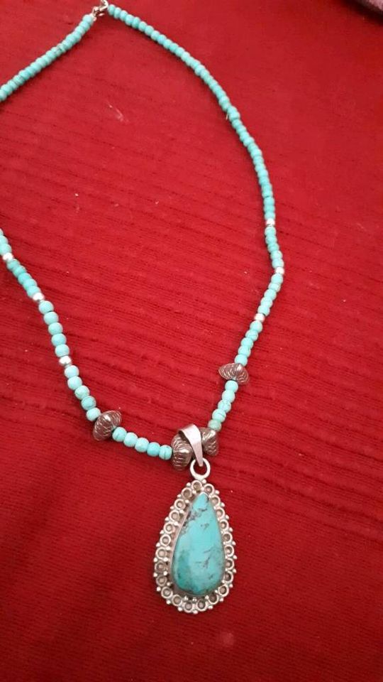 Indianerschmuck Halskette Collier Türkis Silber in Laupheim