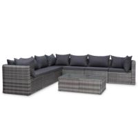 8-tlg. Garten-Lounge-Set mit Auflagen Poly Rattan Grau Bayern - Rötz Vorschau