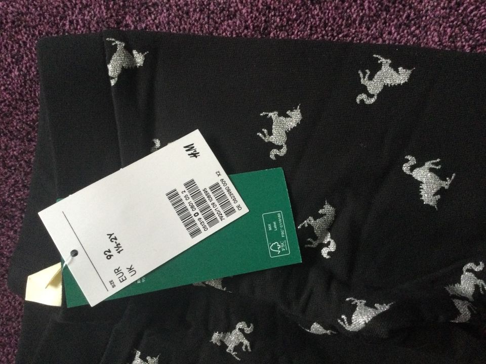 Neu H&M Mädchen Glitzer Leggins mit Einhörnern  Größe 92 in Berlin