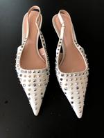 Slingback Zara 37 echtes Leder weiß Nieten Sandalen H&M München - Berg-am-Laim Vorschau