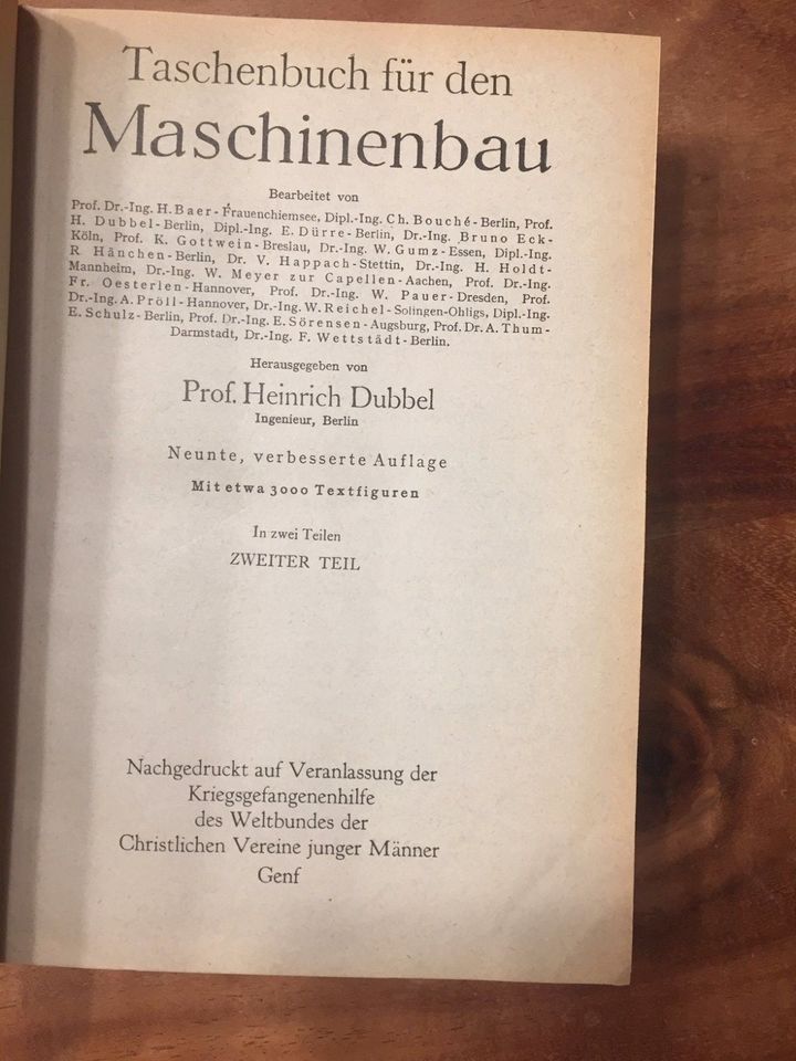 „Heinrich Dubbel Taschenbuch für den Maschinenbau Band 1 + 2 1943 in Neuss