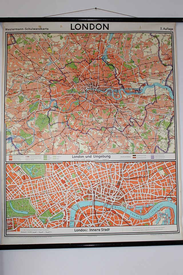 Alte Schulkarte "London" Rollkarte Schultafel map vintage rar in Berlin
