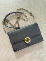 Original Gucci interlocking G wallet schwarz , Leder, Gold Kette Düsseldorf - Unterbilk Vorschau