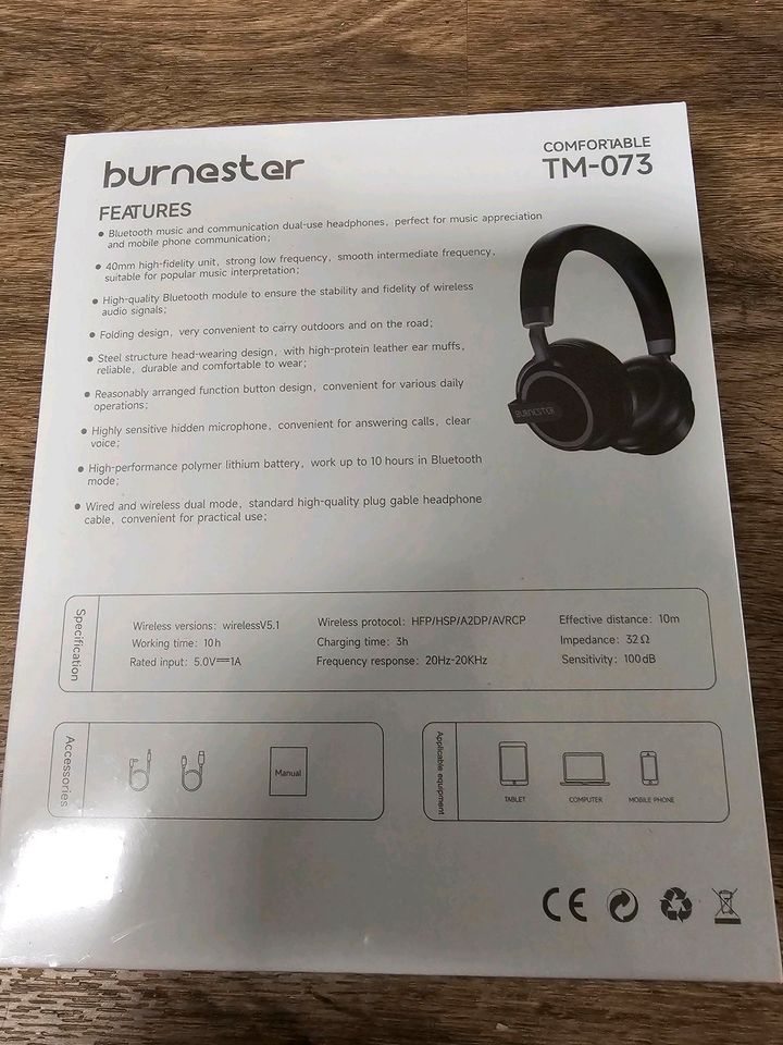 Burnester TM-073 Bluetooth Kopfhörer NEU OVP in Bruckmühl