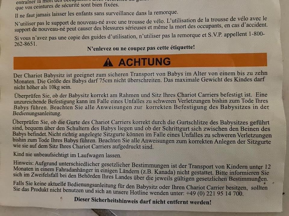 2x Chariot Sling für Thule Fahrradanhänger / Hängematte in München