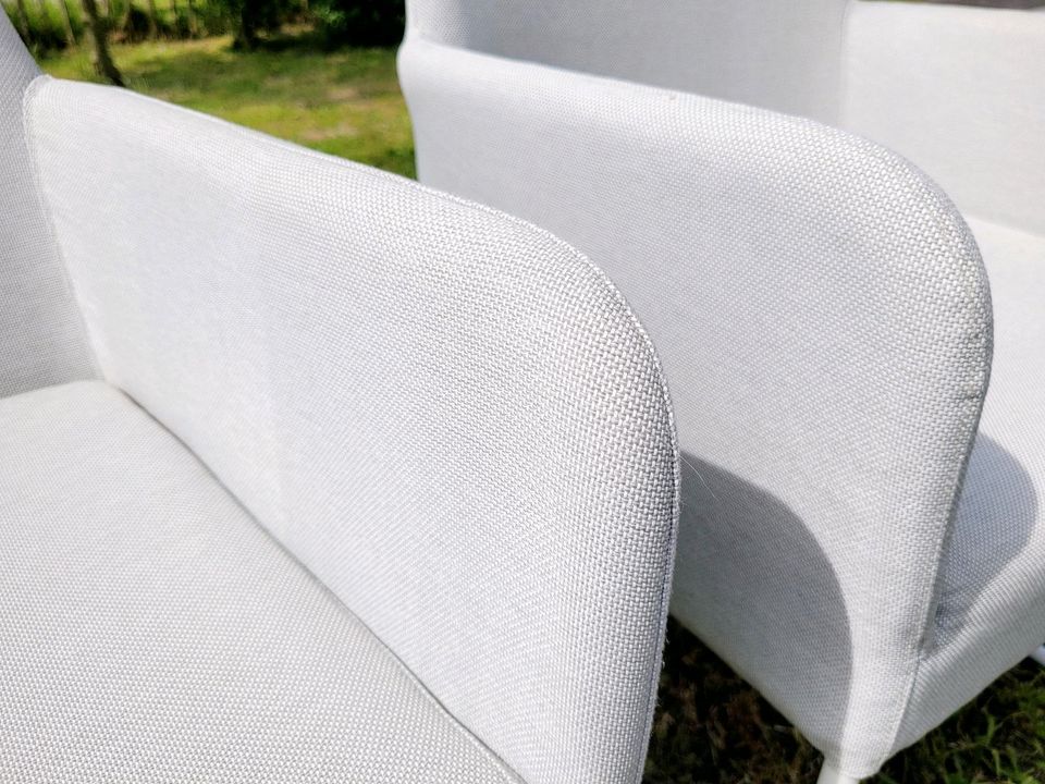 4 Gartenstühle outdoor Stuhl Alu Stoff hellgrau weiß in Merzig