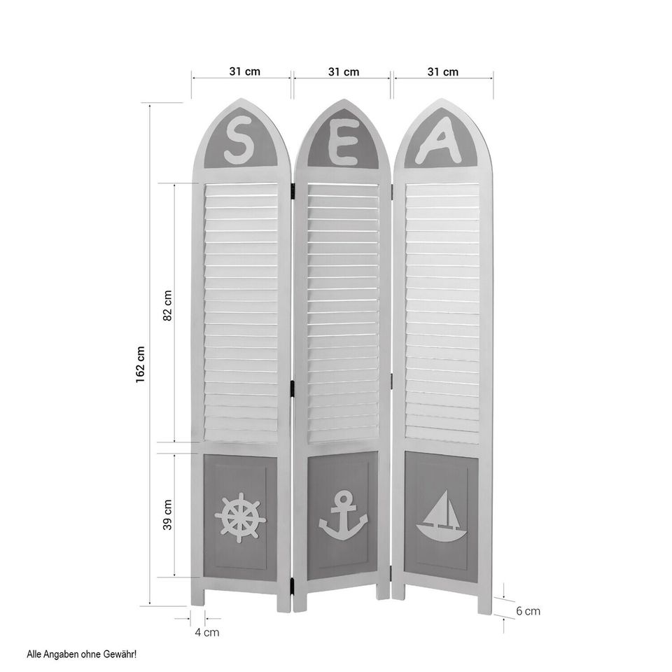 Paravent Raumteiler Raumtrenner Holz Sichtschutz Maritim VB79€* in Magdeburg