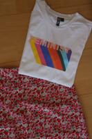 Set Pieces Rock Blumen rot und Shirt weiß - 2 Teile Bayern - Hirschau Vorschau