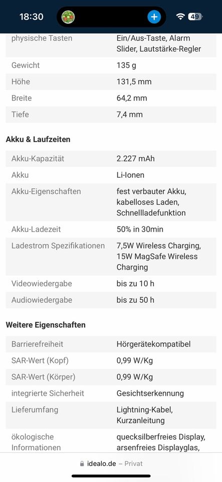 iPhone 12 zwölf mini lila 64GB super Zustand in Lübeck