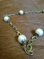 Halskette Perlenkette goldfarben Perlenbesatz 57 cm Länge einfach Nordrhein-Westfalen - Herne Vorschau