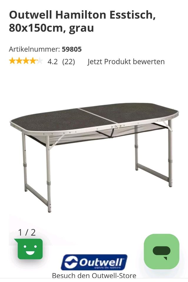 Outwell Hamilton Esstisch 150/80 cm, Campingtisch in Zwiesel