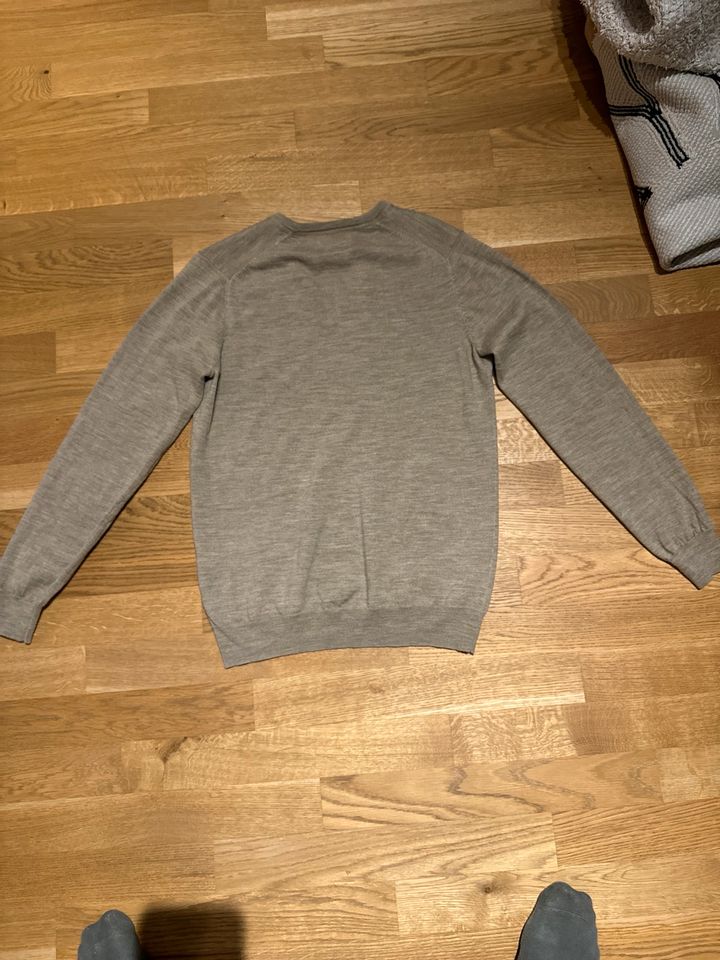 Ben Sherman Pullover 100% Merinowolle - Beige, V-Neck, Größe M in Maisach