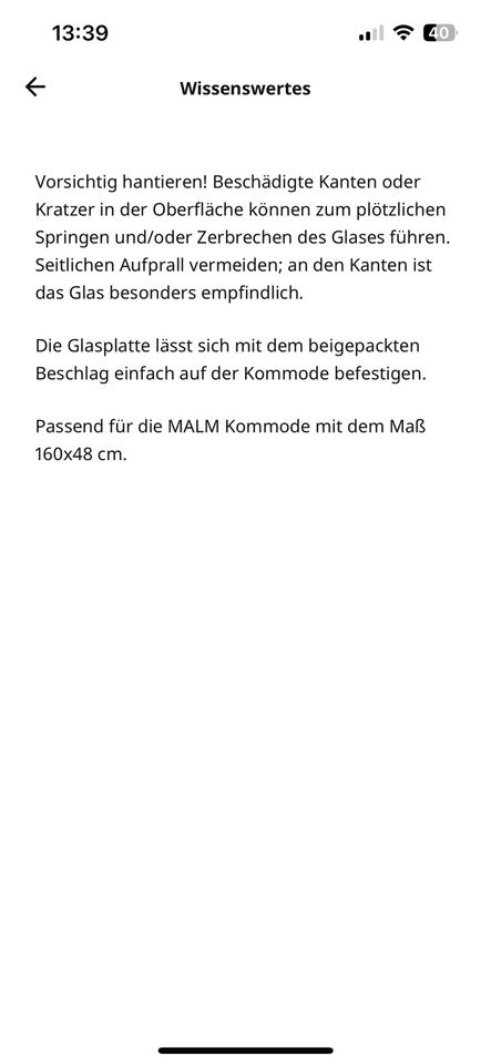MALM Glasplatte Transparent grau in Wassenberg