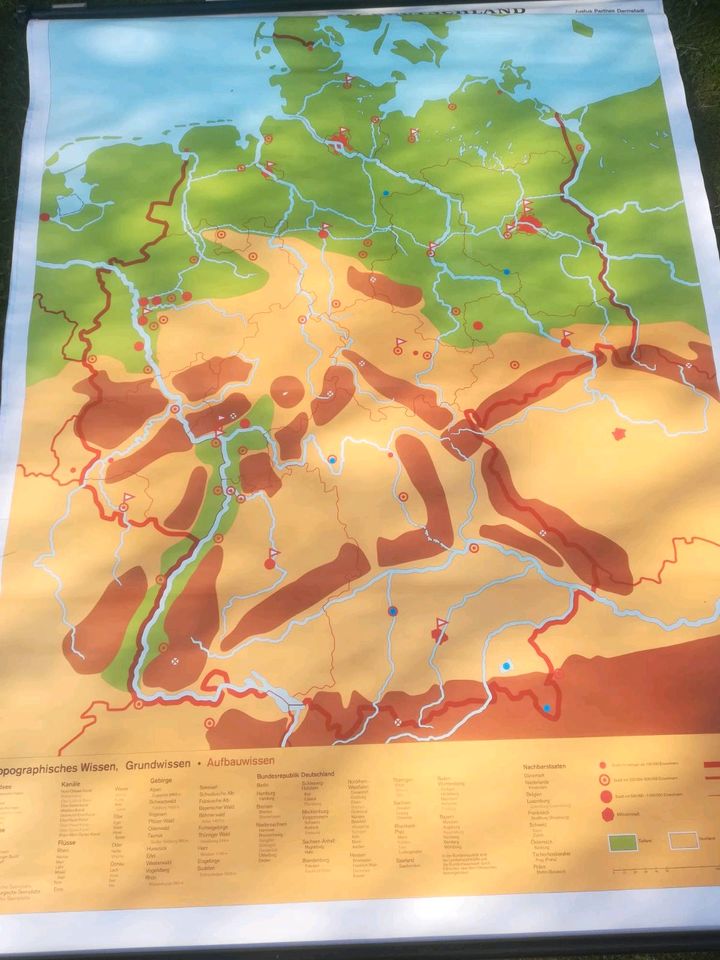 Rollkarte Deutschland topografisch Wandtafel Schulplakat Versand in Berlin