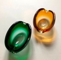 Glas Aschenbecher 2 Stück, oval, gelb+grün, 60er Jahre, Vintage Hessen - Offenbach Vorschau