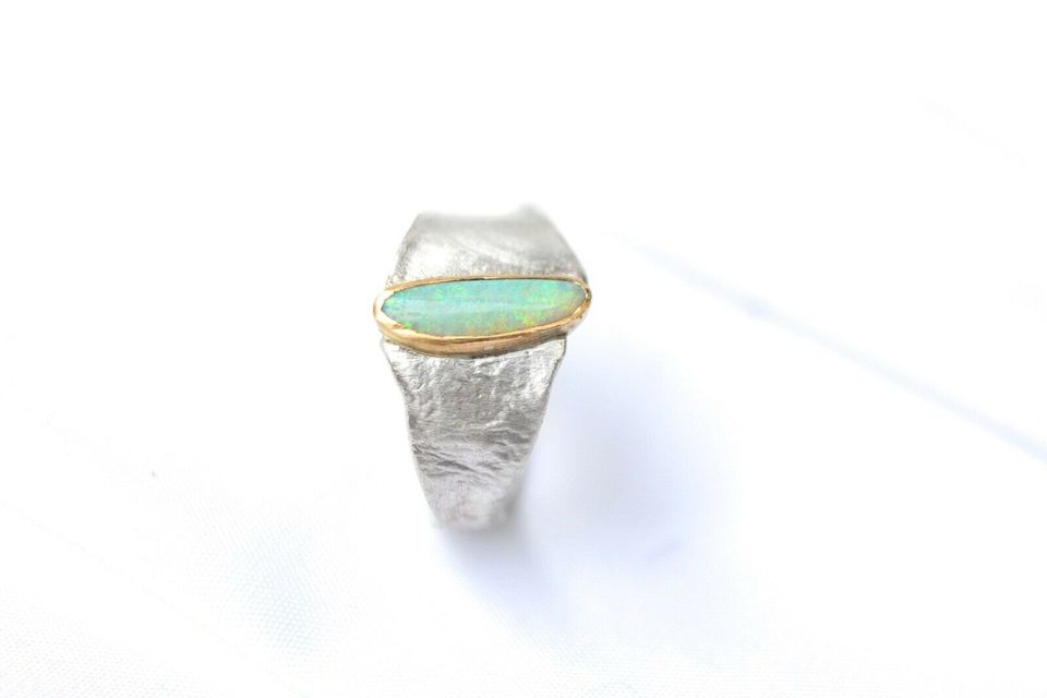 Ring Silber Gold 18 Karat Opal NEU Handarbeit Ehering Verlobung in Vörstetten