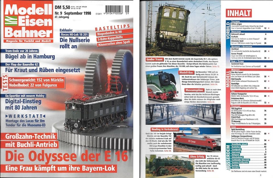 ZEITSCHRIFT „MODELL-EISENBAHNER“- 18 EINZELHEFTE aus 1998 + 1999 in Essen