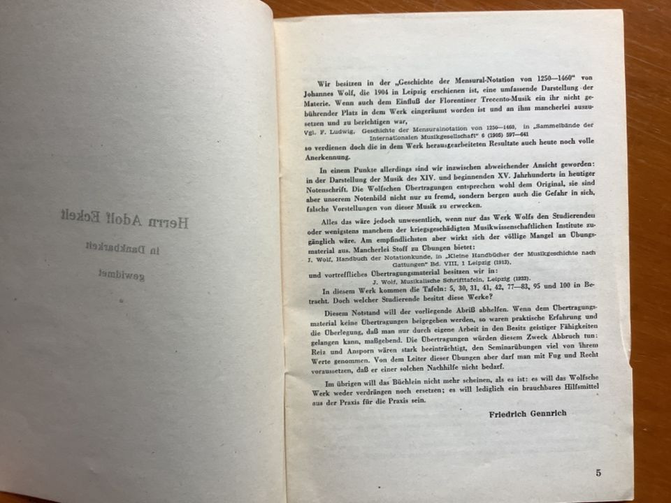 Friedrich Gennrich: Abriß der Mensuralnotation des XIV. Jahrh. in Hannover