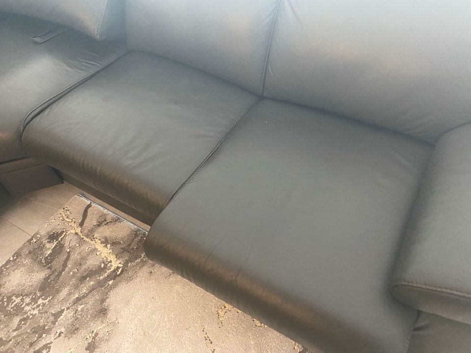 Echtleder Wohnlandschaft Sofa Sitzgarnitur Grau Anthrazit in Langenhagen