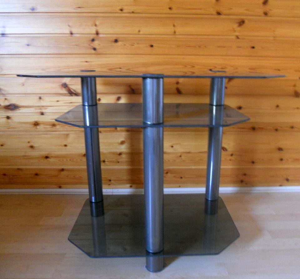 TV-Radio-Tisch Glas getönt/Metall silberfarbig BHT 80/61,5/45 cm in Meerbeck