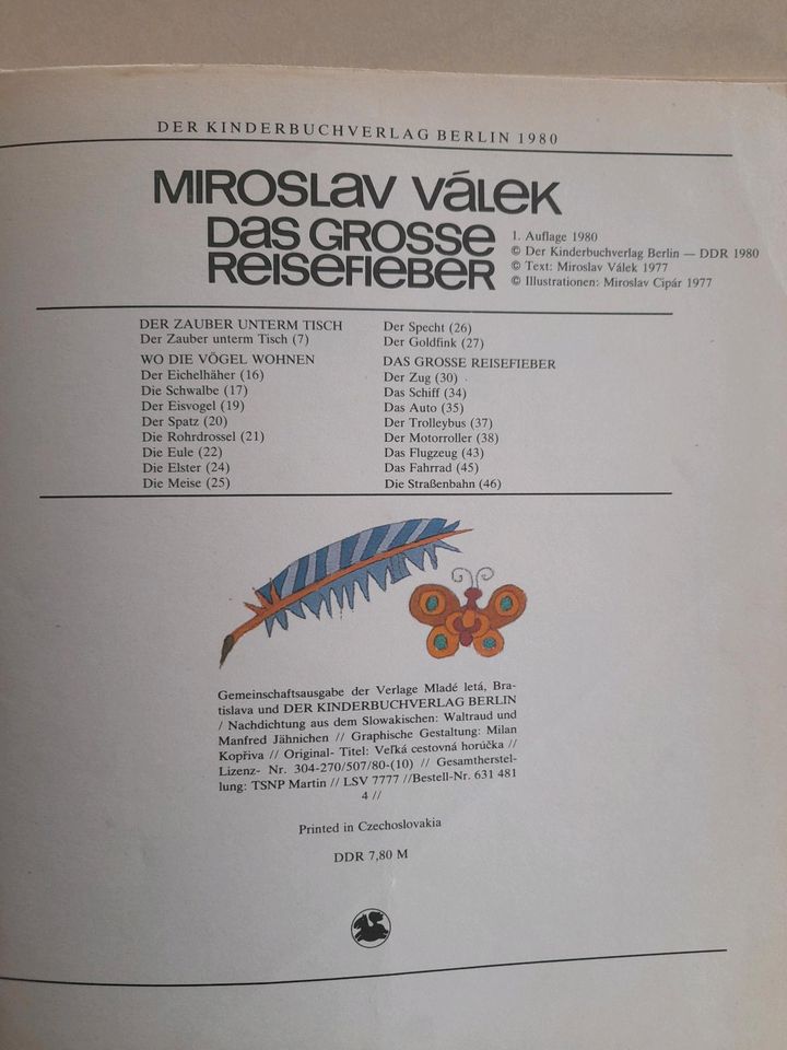 "Das grosse Reisefieber"/Miroslav Válek/DDR/1977/Kinderbuchverlag in Worbis