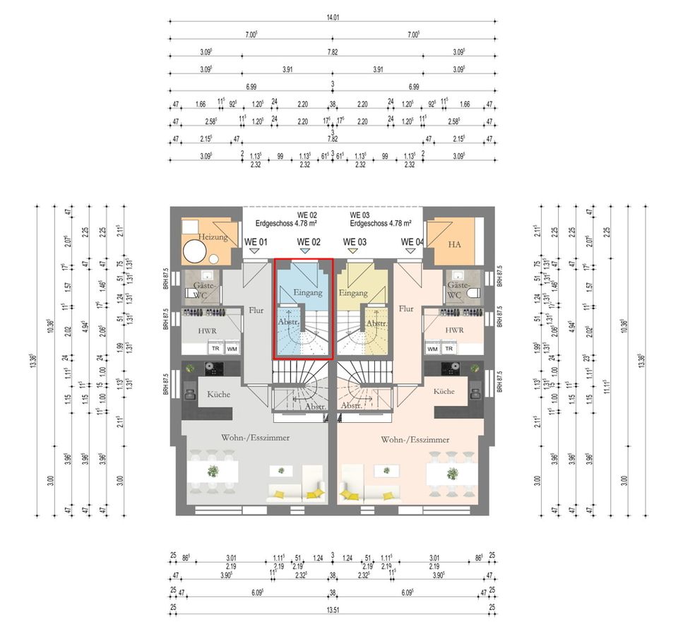 Neubau! Maisonette-Wohnung (EG/OG/DG) mit Dachterrasse in zentrumsnaher Lage von Wildeshausen in Wildeshausen