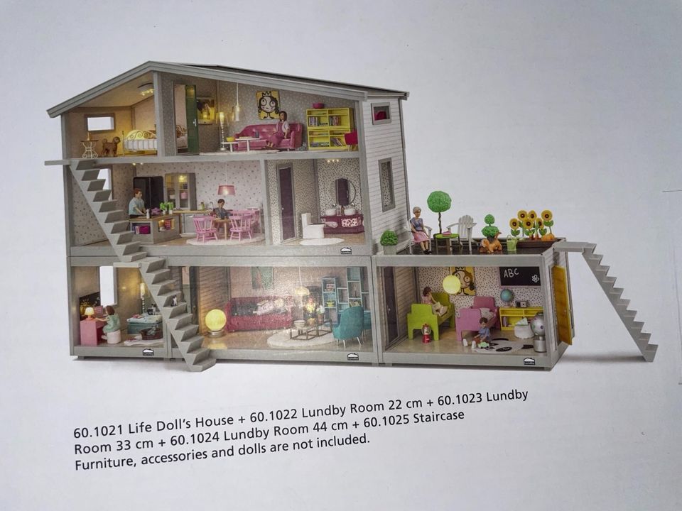 LUNDBY Puppenhaus LIFE Extra Geschoss Treppen wie neu + mit OVP in Großpösna