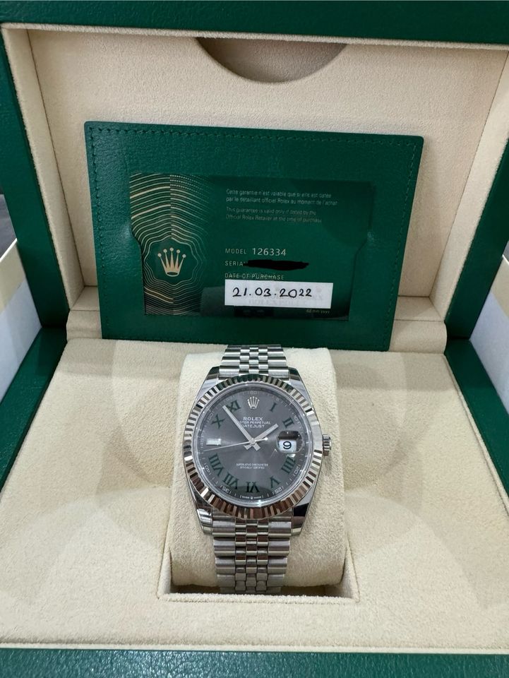 Rolex Datejust 41 Wimbledon Ref. 126334 Fullset Teilfoliert in Moers