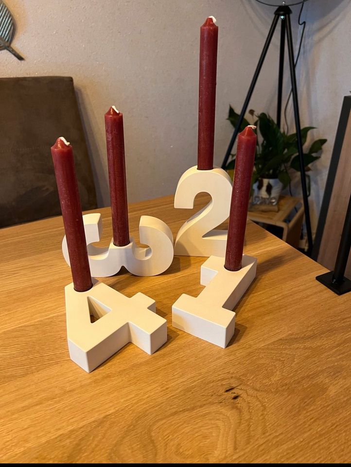 Adventskranz modern weiß zahlen 1-4 Weihnachten Advent Kerzen in Bubenheim (Pfalz)